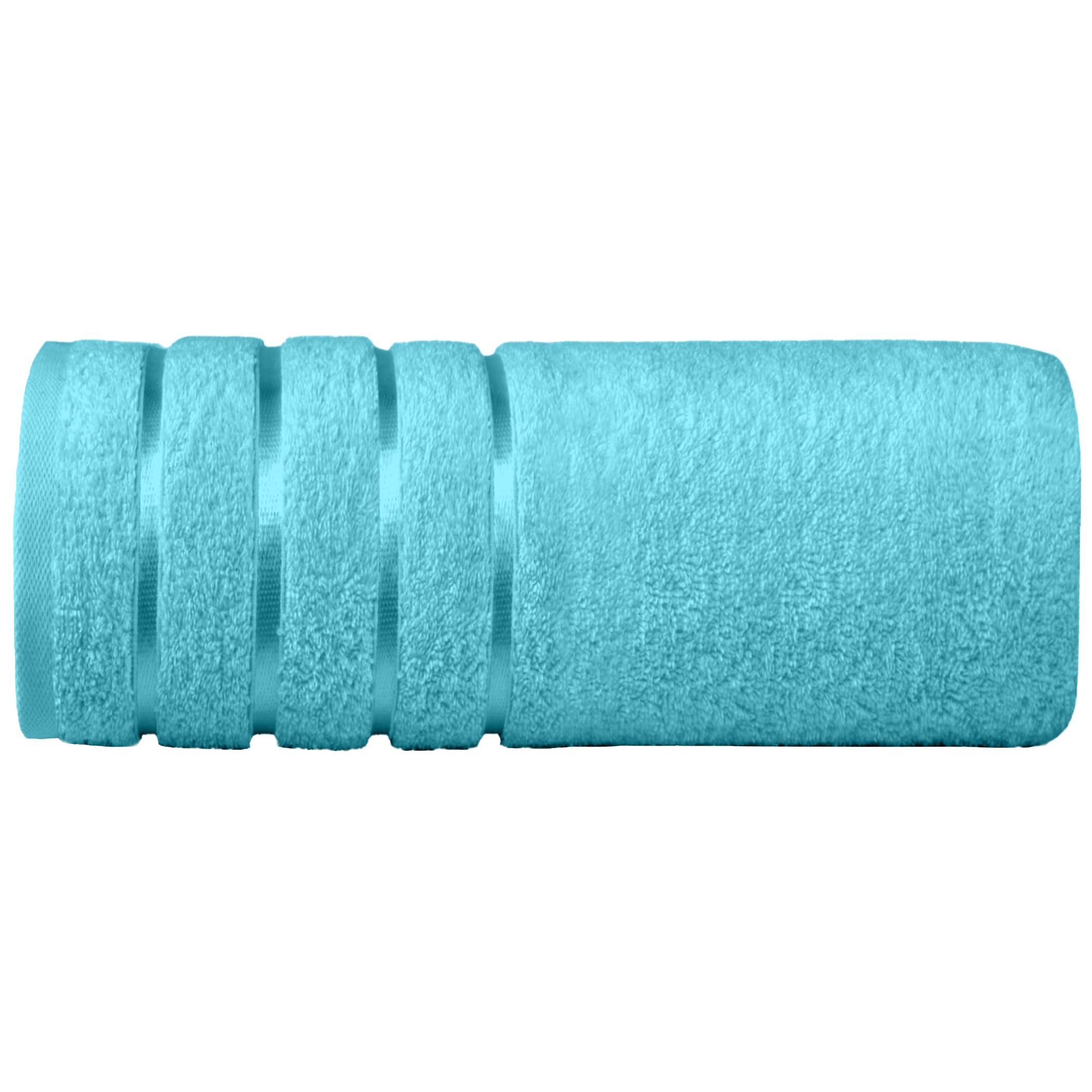 Elegant Comfort 100% Turkish Cotton 4 Lines Viscose Stripe Jumbo Bath Towel - Hotel Spa Quality Extra Large 35 x 70 Inch Bath Towel Ultra Soft, Super Absorbent Quick Dry Large Bath Towel, Aqua