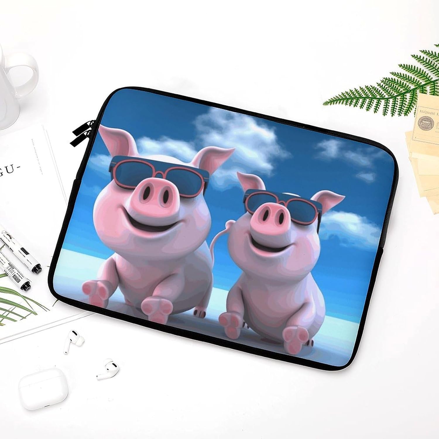 Laptop Case Sleeve 12inch Shockproof Laptop Case Funny 3D Piggies Laptop Sleeve Protective Carrying Case image 5