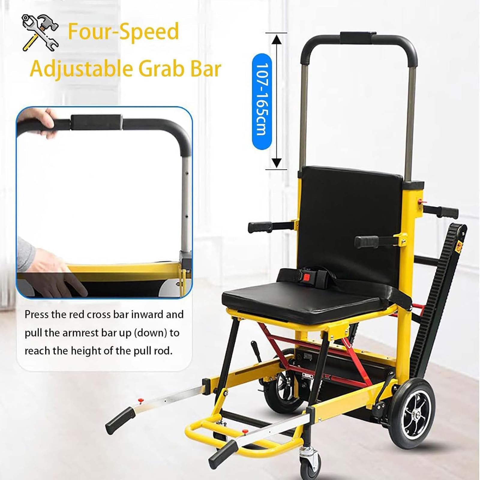 Saliscale Elettrico Cingolato Carico 169 kg Multifunzionale Portatile Sedia Montascale in Alluminio Sedia A Rotelle Elettrica per Salire Le Scale per Anziani Disabili
