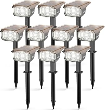 LEREKAM Solar Spot Lights,IP65 Waterproof 40 LED's Landscape Spotlights,3 Modes Outdoor Garden Lights, 360 Adjustable Lighting Angle, Solar Powered Wall Lights for Yard Porch 10 Pack