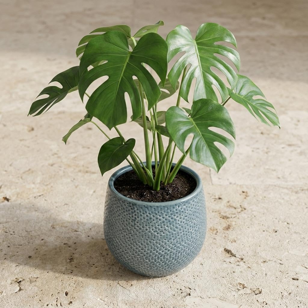 Blumentopf aus Keramik, für Innen und Außen, Blau, Ø 14 cm