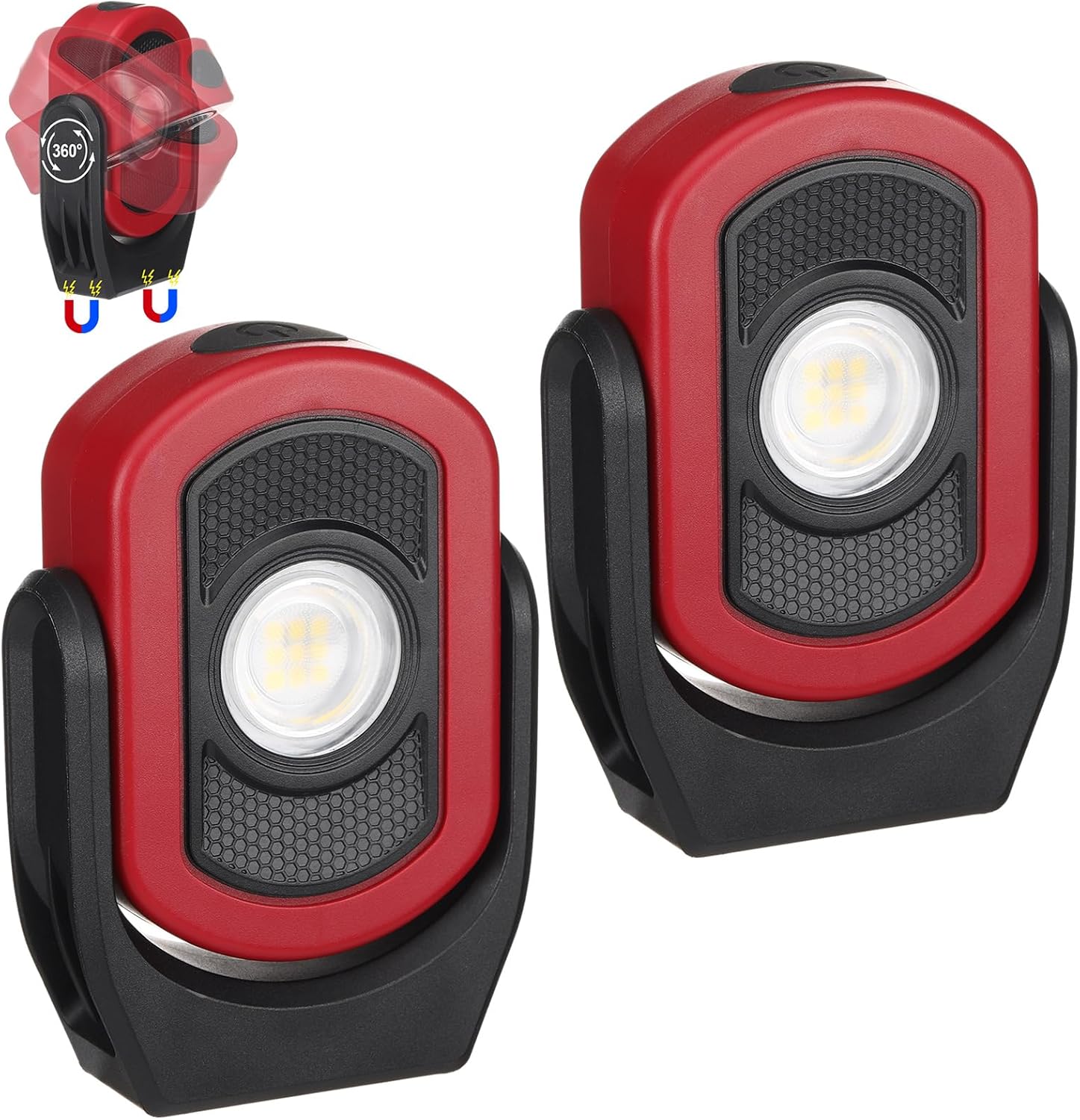 Retisee 2 Pcs 720 Lumens Magnetic Work Light USB Rechargeable LED Flashlight Portable Inspection Light for Car Repair Emergency Lighting Mechanics Workshop (Green)