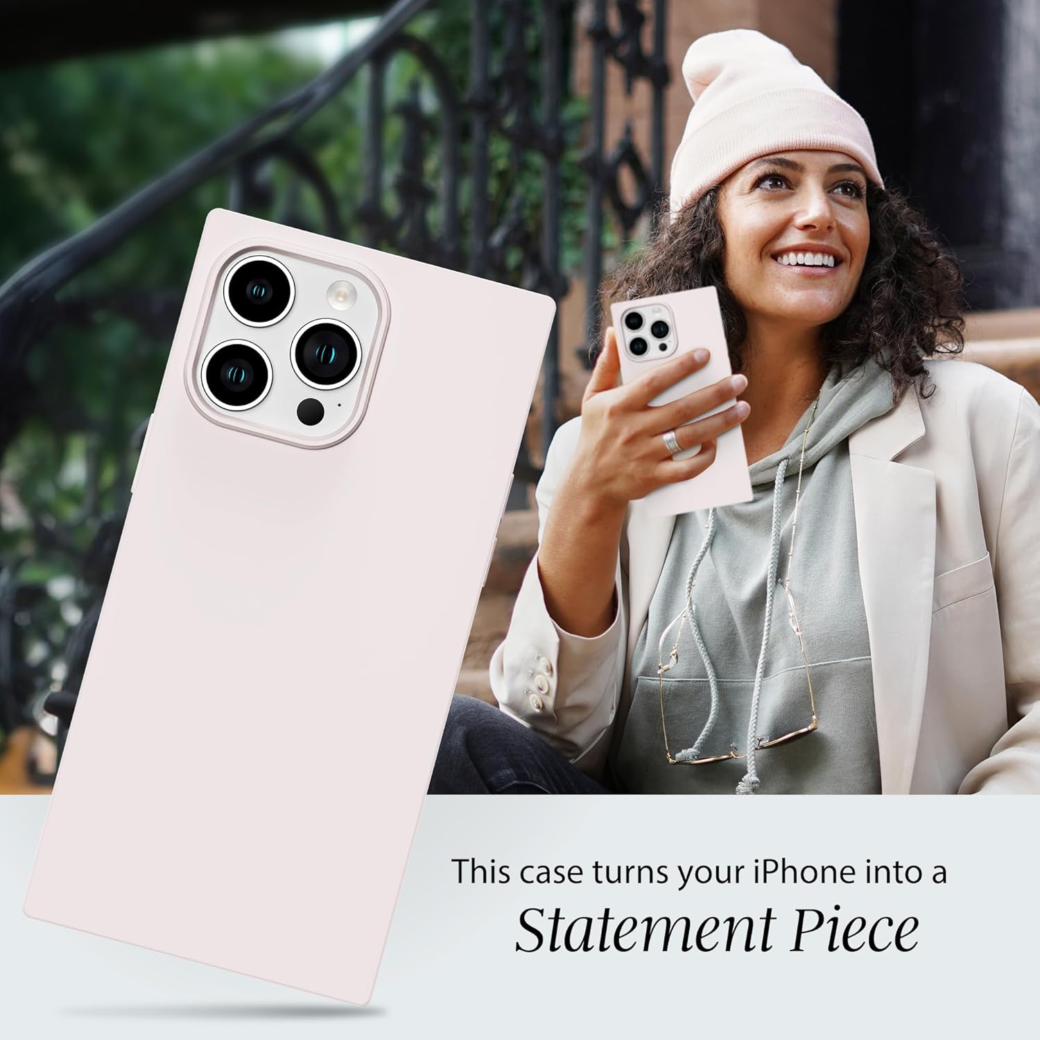 COCOMII Rectangle Case for iPhone 15 Pro Max, Wireless Charging Compatible, Matte Ivory Silicone