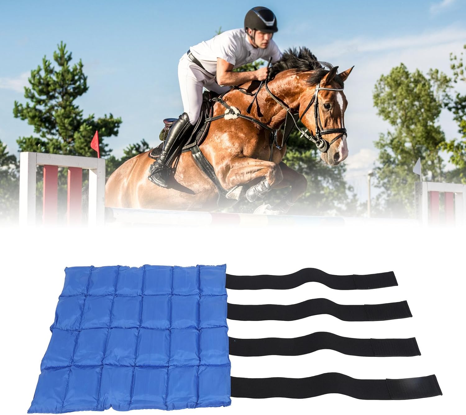 Reusable Horse Ice Boot Large Cooling Wrap (16) with Adjustable Straps,Flexible Gel Pack for Hock Knee Pain Relief Veterinary Grade Cold Therapy