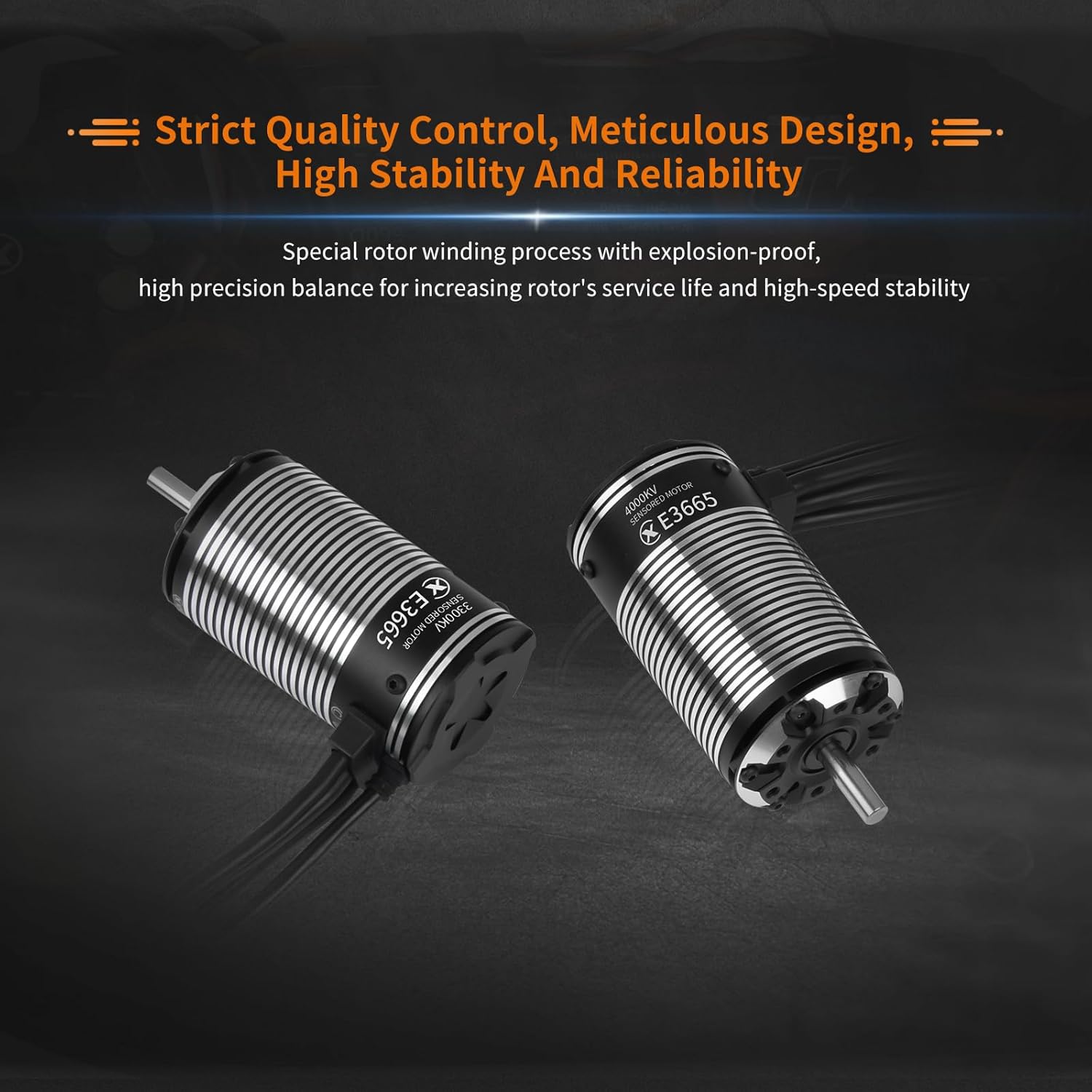 XC E3665 Sensored Brushless Motor for RC Car,2-3S Lipo,IP67 Water Proof,Applicable to:1/10 Short Course,Trucks,Monster (3300KV)