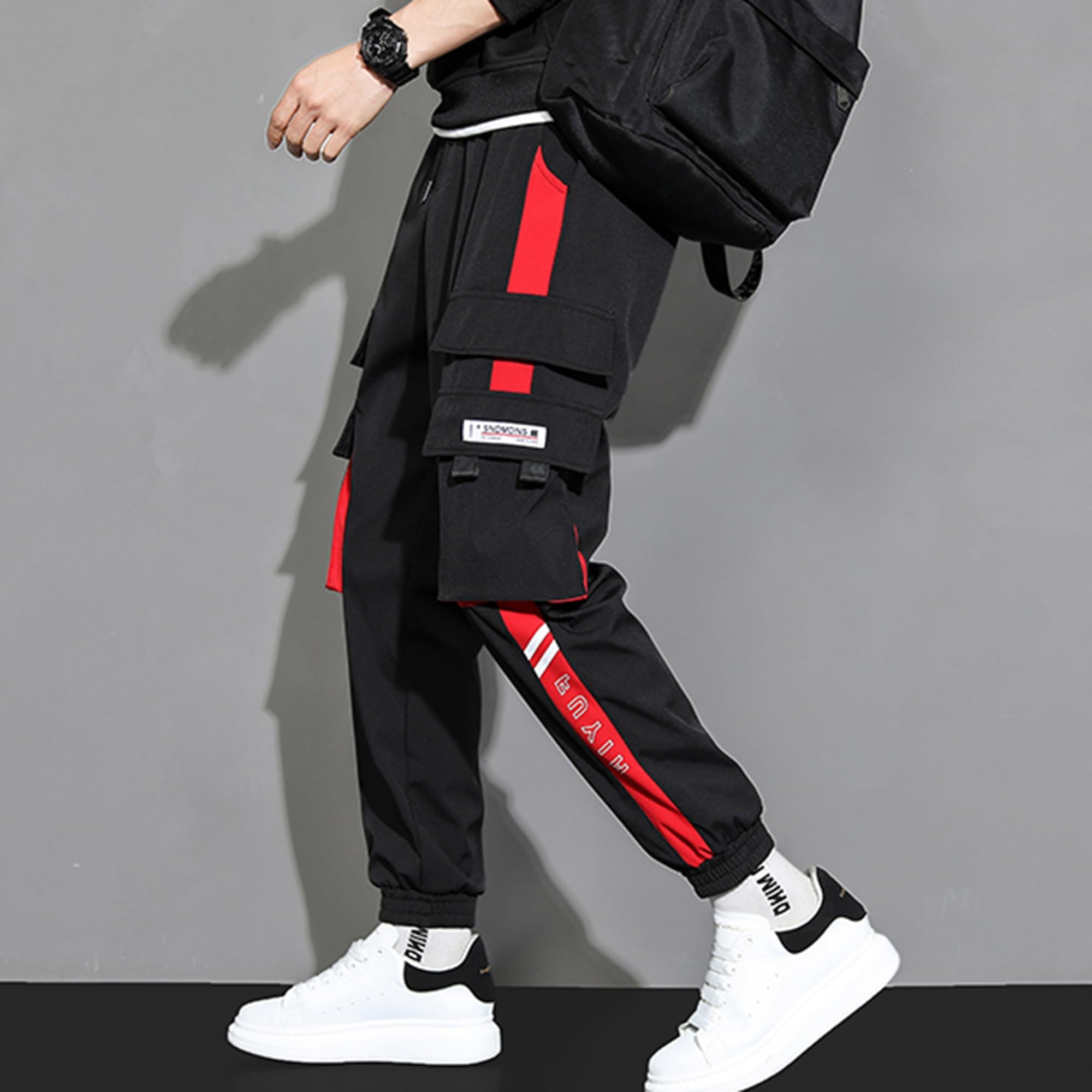 XYXIONGMAO Pantaloni sportivi casual da uomo Streetwear Pantaloni sportivi larghi Casual Techwear Hip Hop Pantaloni della tuta neri Pantaloni cargo da uomo
