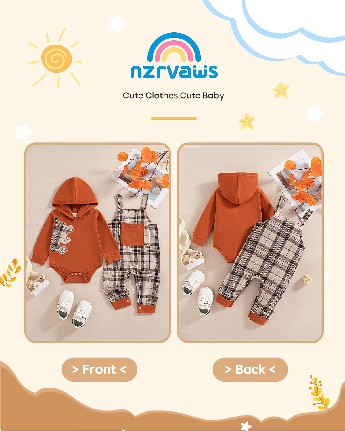 NZRVAWS Baby Boy Clothes Newborn Outfit Long Sleeves Infant Romper Fall Winter Jumpsuit Animals Overalls Pants 0-18 Months image 2