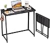 WOHOMO Folding Computer Desk,Small Writing Foldable Desk 80cm,Space-Saving Laptop Table,Easy Assemble Workstation for Home Office,Black