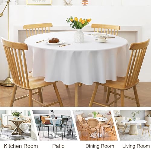 Miniatura 5 de UFRIDAY Mantel redondo blanco de 60 pulgadas