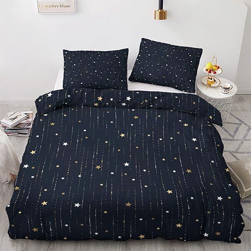 zcwl Juego de funda de edredón Cal King  Juego de ropa de cama de estrellas  Patrón de estrellas celestiales  3 piezas  Funda de edredón de