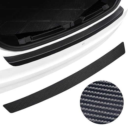 Universal Rear Bumper Protector, 40x3.54 Inches Carbon Fiber Textured Anti-Scratch Film, Easy Install No Bubble Guard (Matte Black)