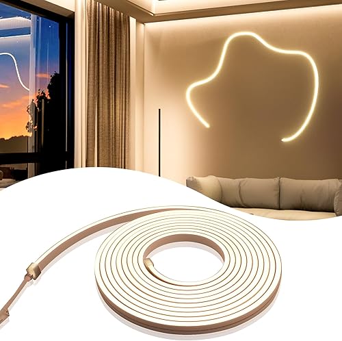 Muzata El sistema de canal LED de silicona impecable de 16.4 pies16.4 ft incluye tira de luz LED de 0.236x0.472 in impermeable canal LED flexible