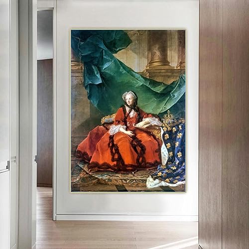 Miniatura 2 de Jean-Marc Nattier "Marie Leszczynska, Reina de Francia" impresión en lienzo, Cuadrode arte de pared para la decoración del hogar de la sala de estar
