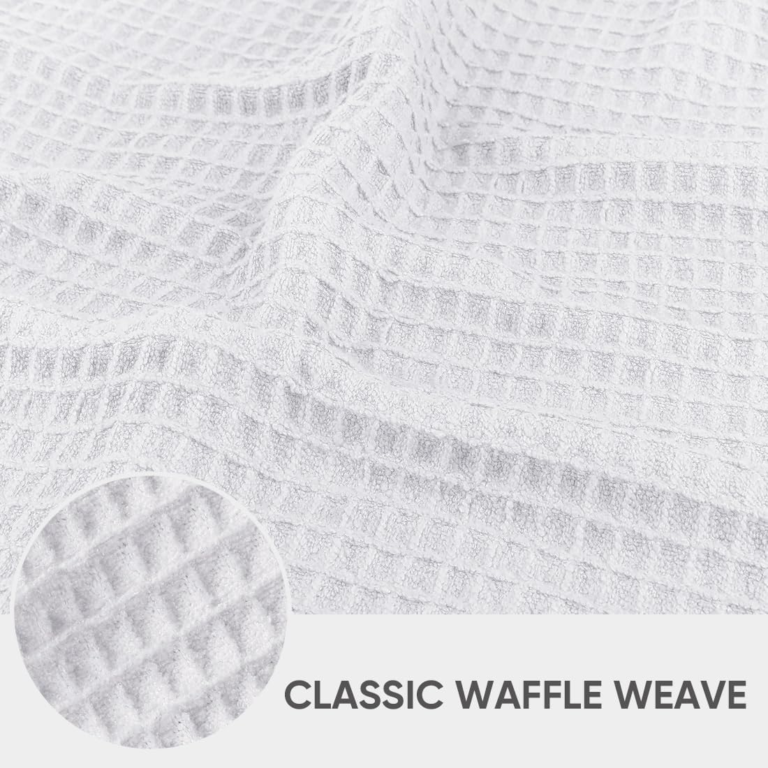 HOMEXCEL Waffle Weave Microfiber Towel, 50 Pack Lint Free Bulk Cleaning Rags, 12 x 12 Inches Barista Towels, Reusable Microfiber Cleaning Cloth for Household, Kitchen, Glass and Window, White