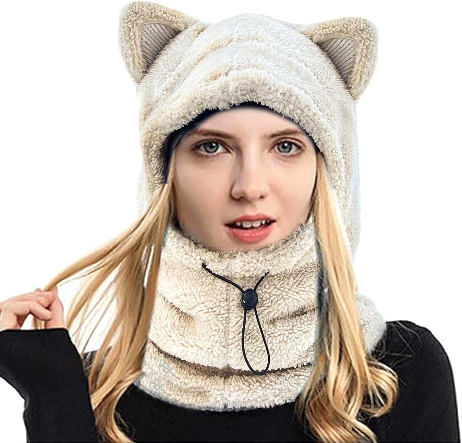 Cute Animal Ski Mask Hood Balaclava Face Warmer with Bear Ears Unisex