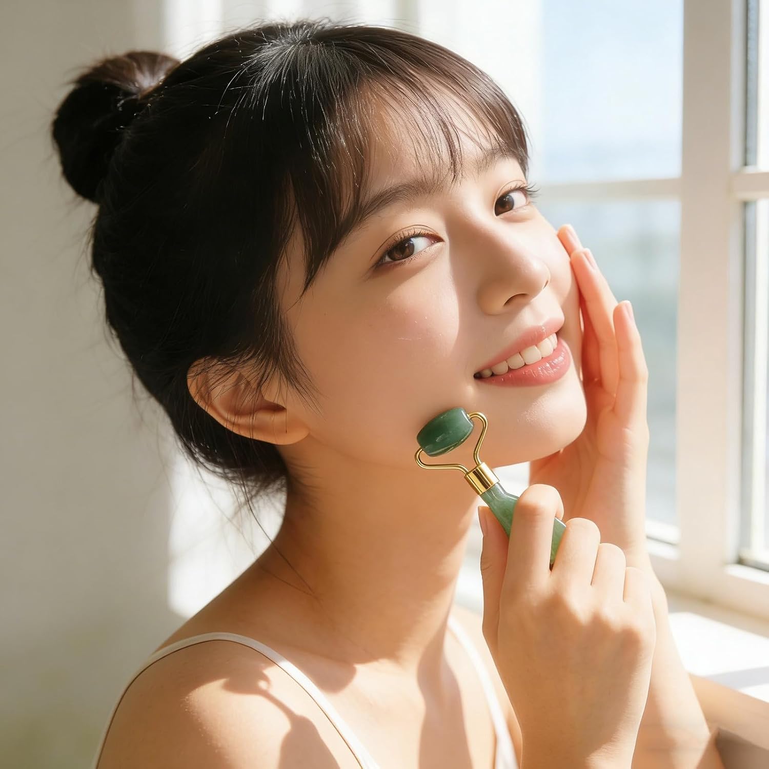 Gua Sha Facial Tool: Facial Massager Roller Skin Massager Roller Compact Mini Size for Face and Eye Massage Skincare Tool Green