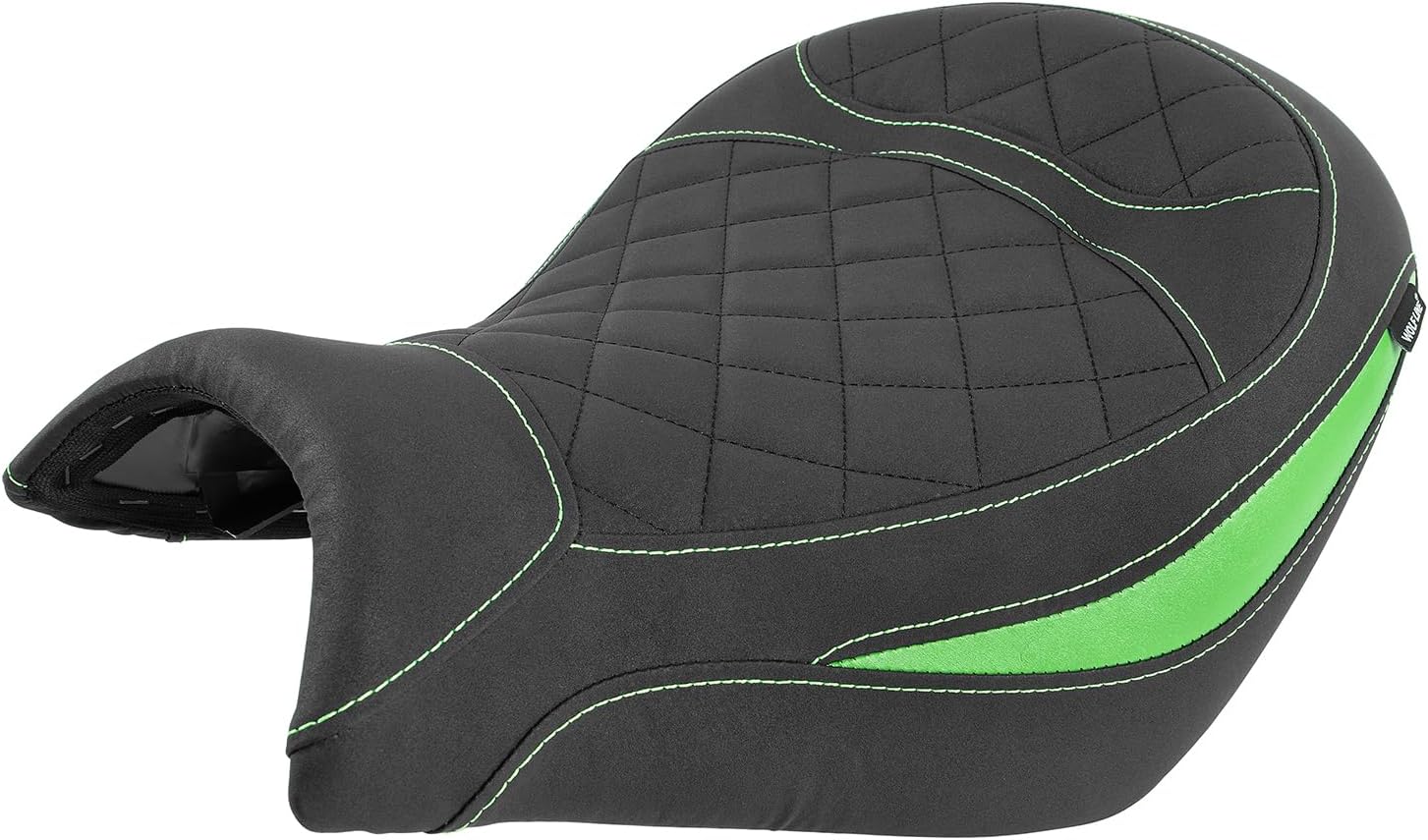 Motorcycle Front Driver Seat for Kawasaki Vulcan S 650 2015 2016 2017 2018 2019 2020 2021 2022 2023 2024 2026EN650 VN650 Cushion Cover Pillion Pad Set (Rider-Black)