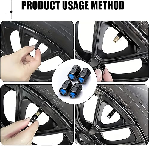 Miniatura 5 de 4 tapas de válvula de neumático de automóvil, cubierta de vástago de válvula de sellado de polvo de metal, universal para la mayoría de los