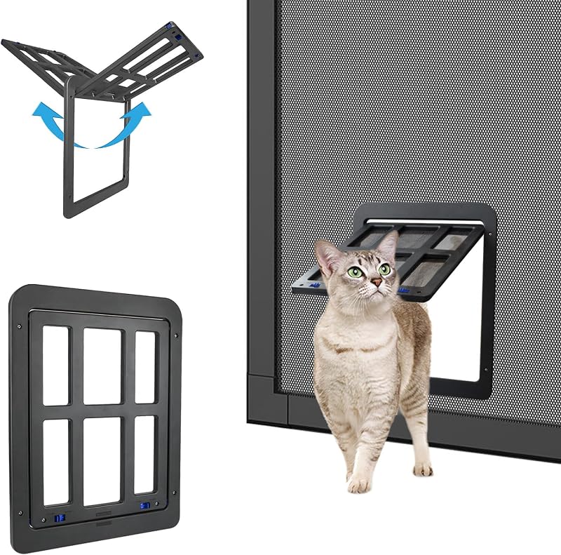 Porta para Pets em Tela com Fechamento Magnético PETLESO Black S 21,08 x 26,16 cm