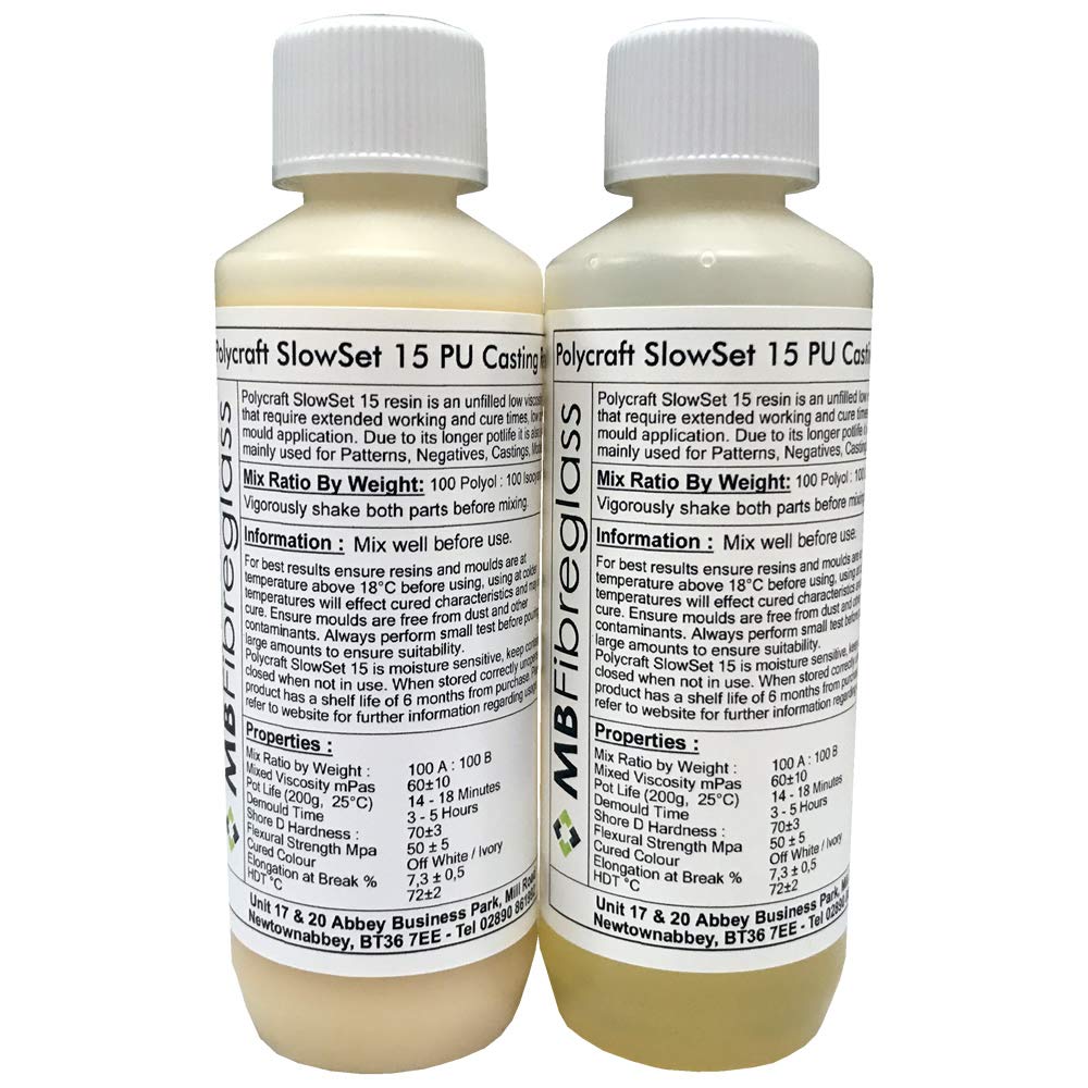 Polycraft ( Mb Fibreglass ) White Polycraft Slowset 15 Paintable Polyurethane Liquid Plastic Casting Resin - 500G
