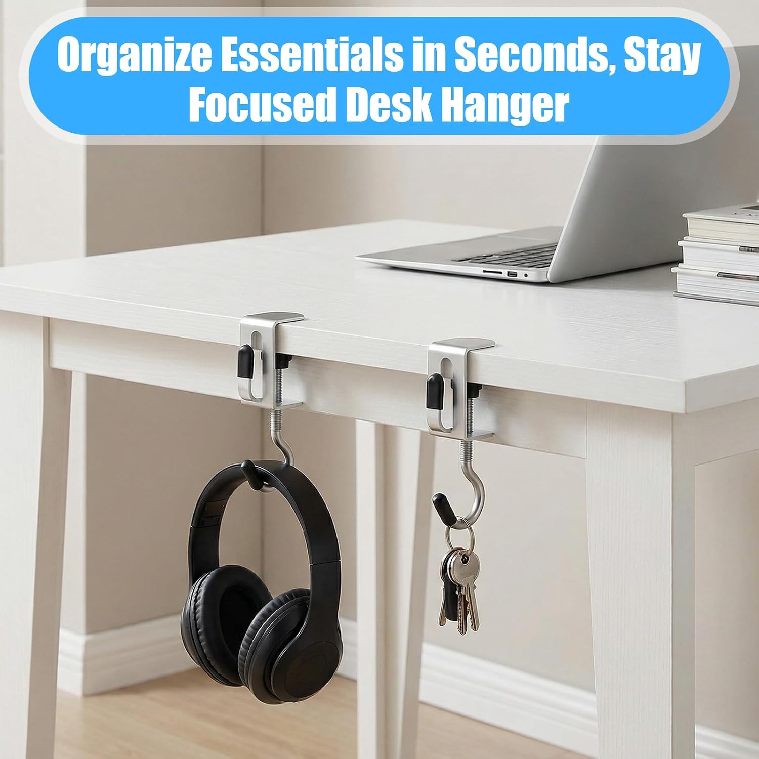 Molain 8 Pack Adjustable Purse Hooks for Table and Desk, Double-Headed