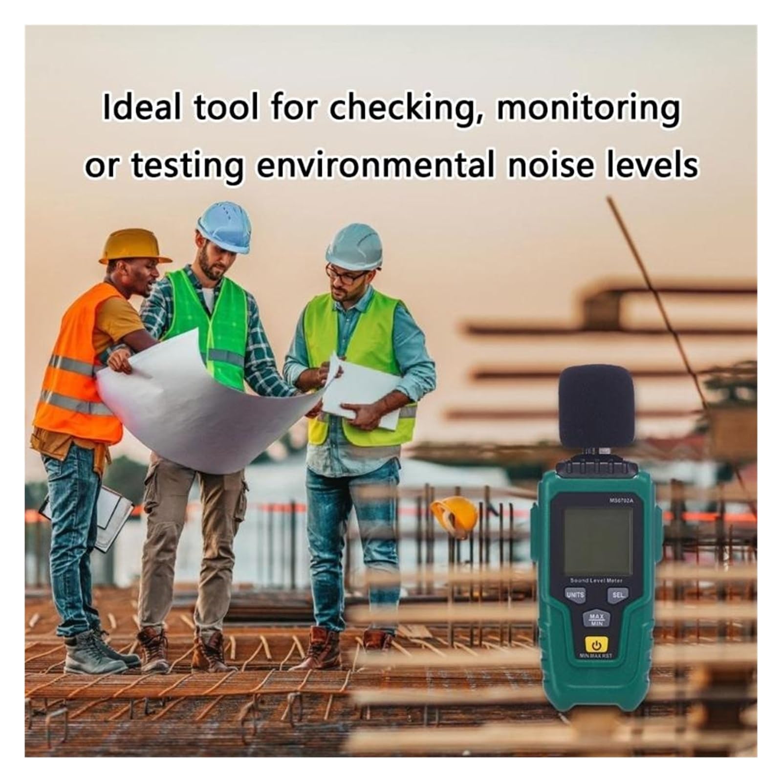 Fonometri, Strumento di misurazione dei decibel con display LCD trasparente for il test del rumore ambientale
