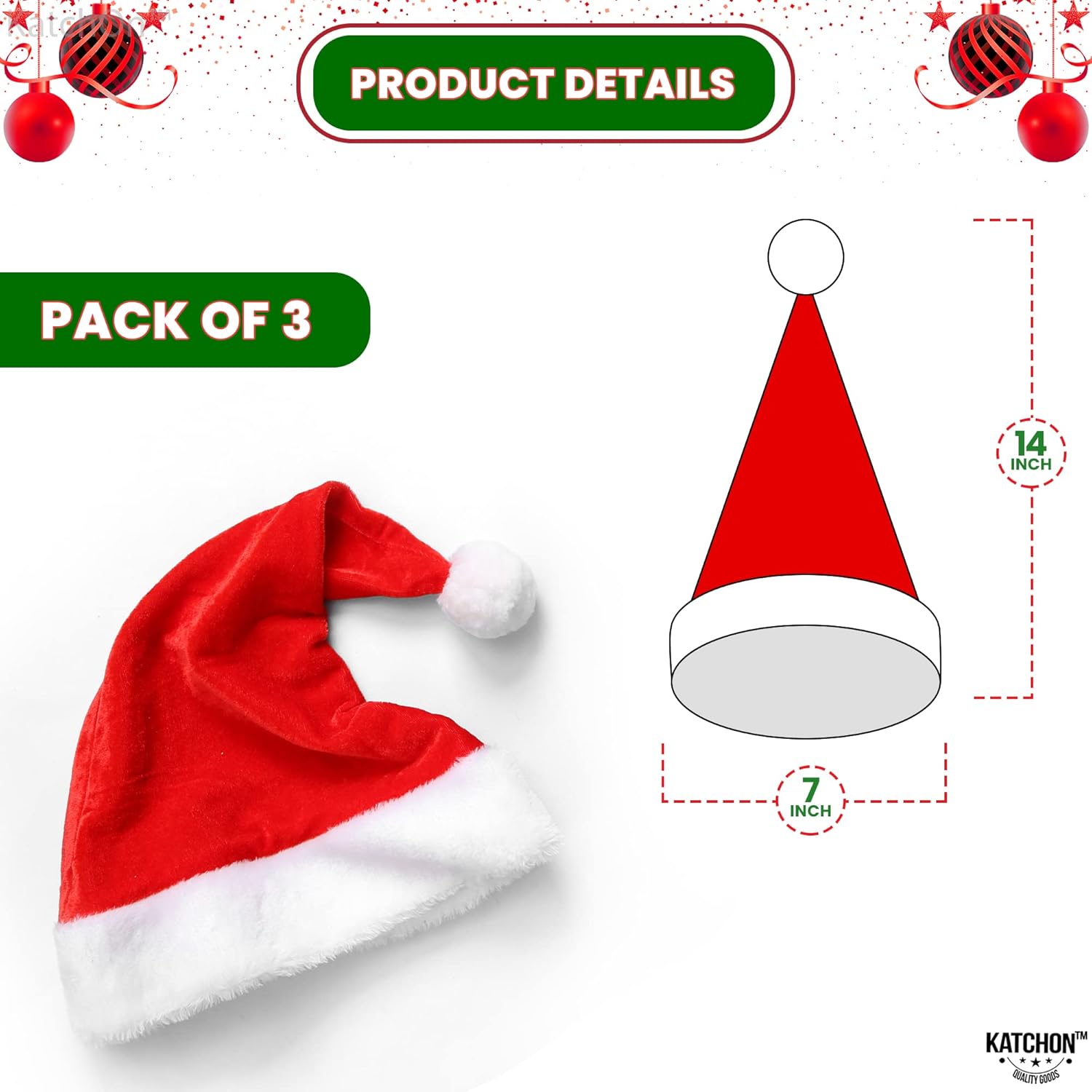 47 Pieces, Christmas Photo Booth Props Kit | Santa Hat for Christmas Party Favors - Pack of 3 | Christmas Picture Props for Christmas Party Decorations | Santa Claus Hat for Christmas Party Decoration