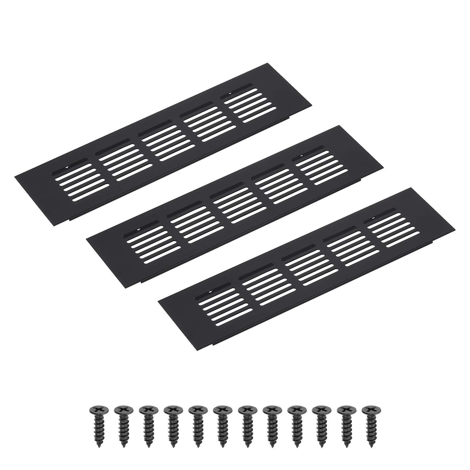 Grille d'aération rectangulaire encastrable PATIKIL noire 22,9 x 6,1 cm pour porte de placard