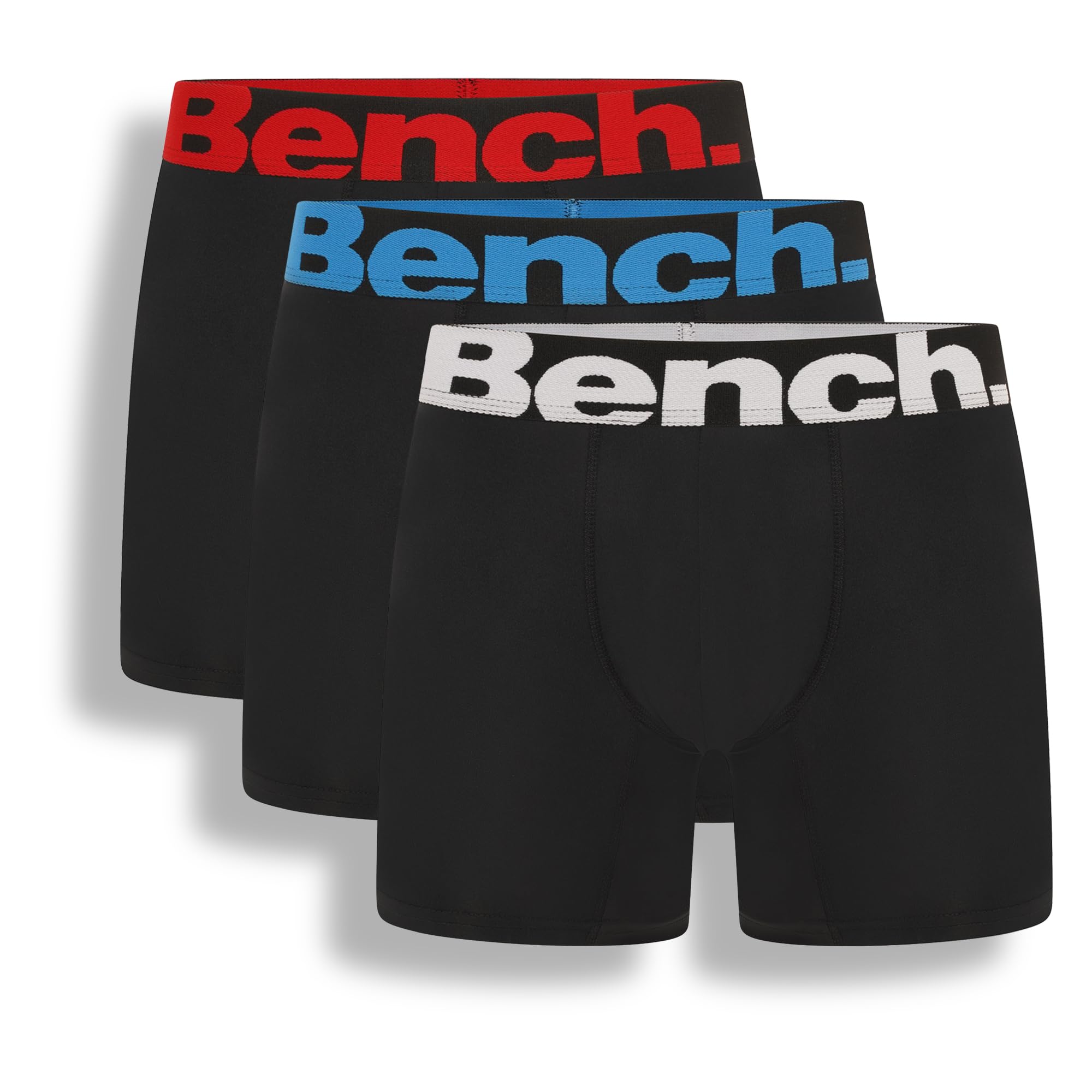 BenchMens Classic Fit Soft Cotton Boxer Shorts, 3 Pack, L, Black ('Macron')