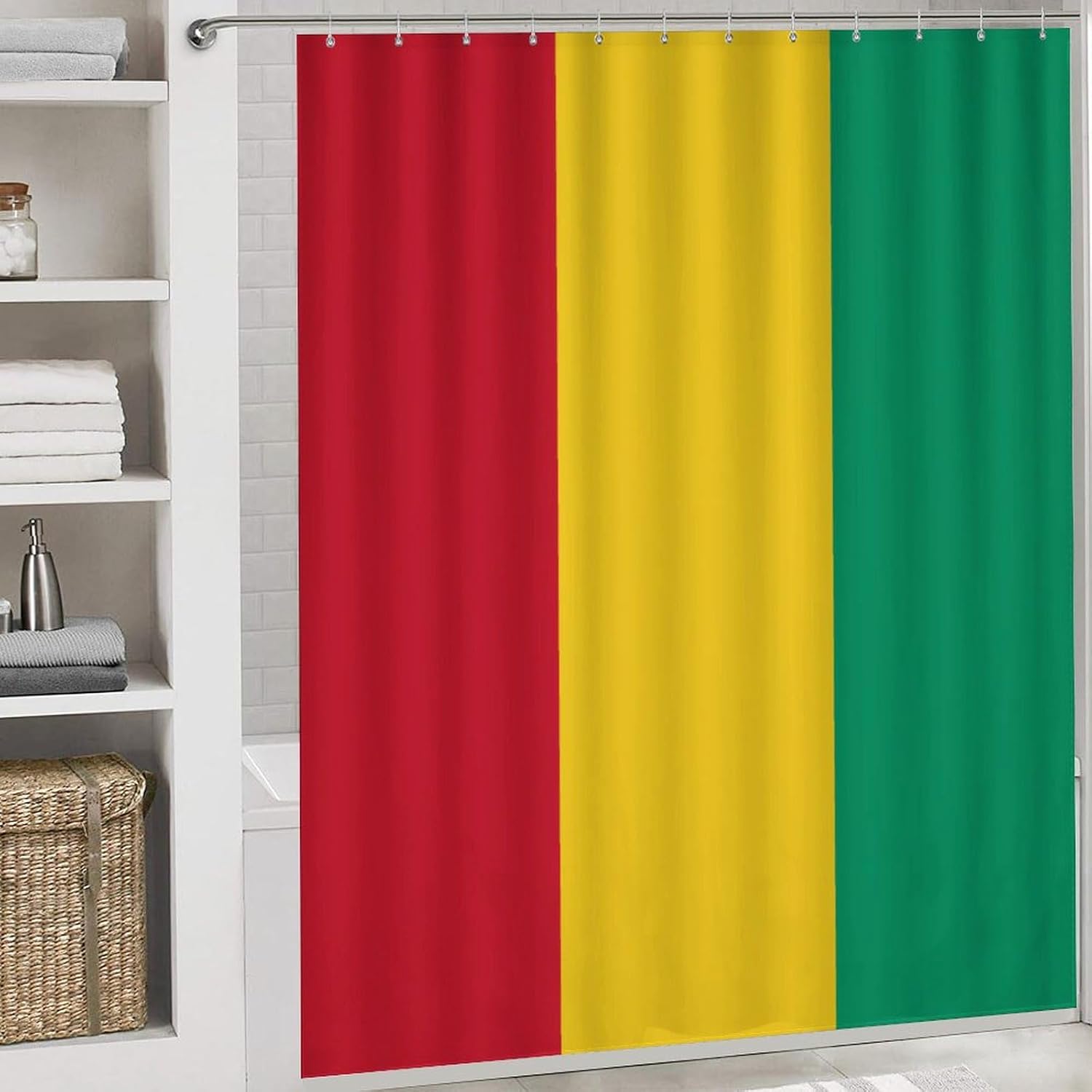 The Republic of Guinea Flag Bathroom Sets with Shower Curtain and Rugs 4 Piece with U-Shaped Floor Mat Toilet Lid Cover