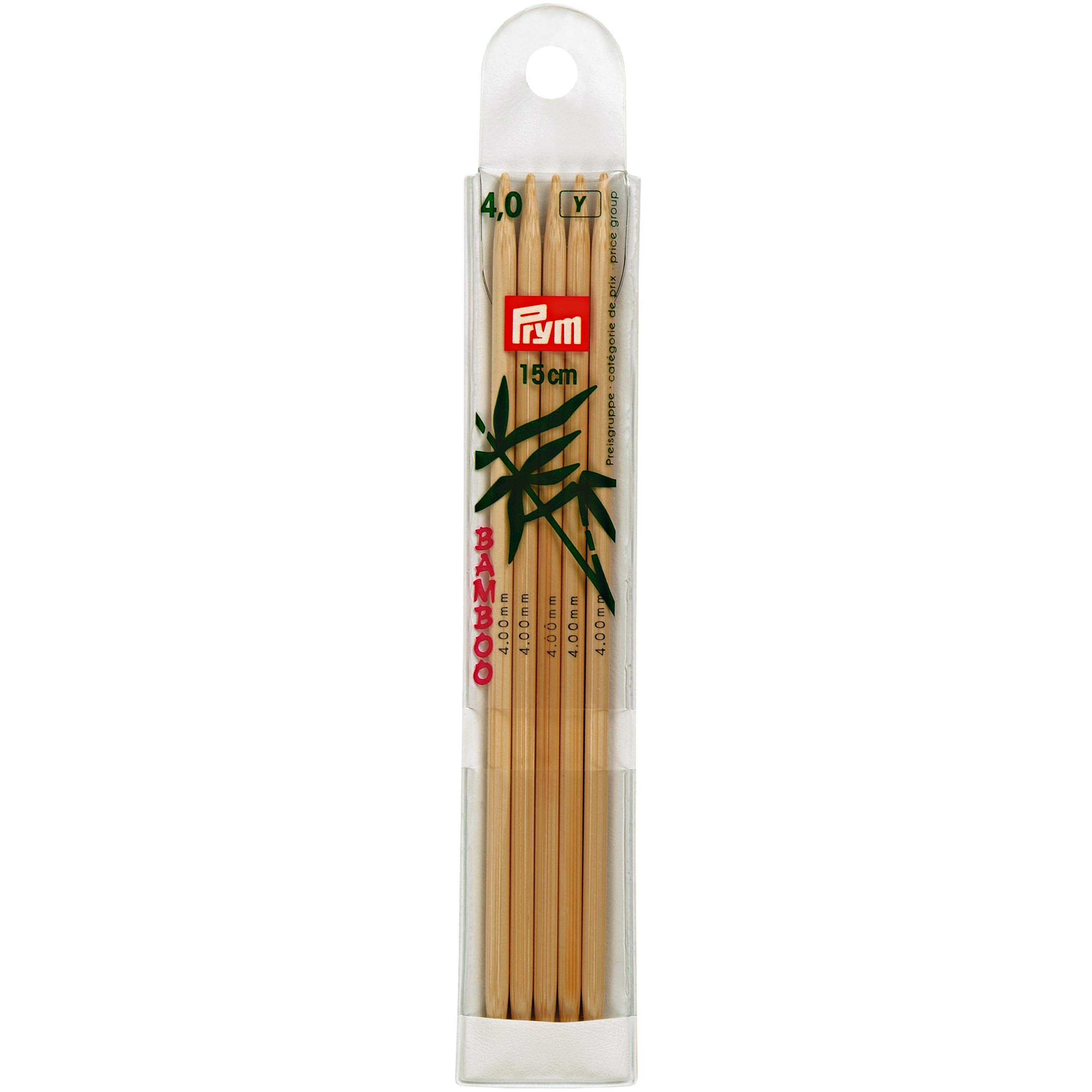 Prym 15 cm x 4 mm Double Pointed Glove Knitting Pins, Bamboo, 4.0/15cm, 4,0 mm | 15 cm