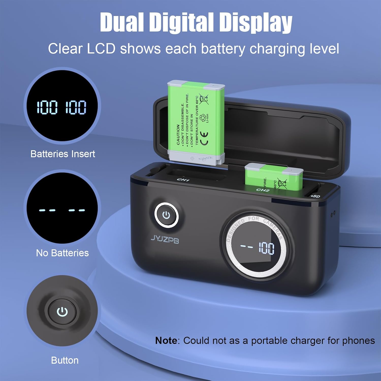 JYJZPB Upgraded Battery Fast Charger Case for Canon NB-13L Battery, with Two Pack NB-13L Batteries Fit for Canon PowerShot G7 X, G7 X Mark II, SX720 HS, SX730 HS, SX740 HS Cameras