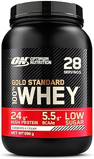 Gold Standard 100% Whey Protein, Muscle Building Powder With Naturally Occurring Glutamine and BCAA Amino Acids, Cookies and Cream Flavour, 28 Servings, 896 g