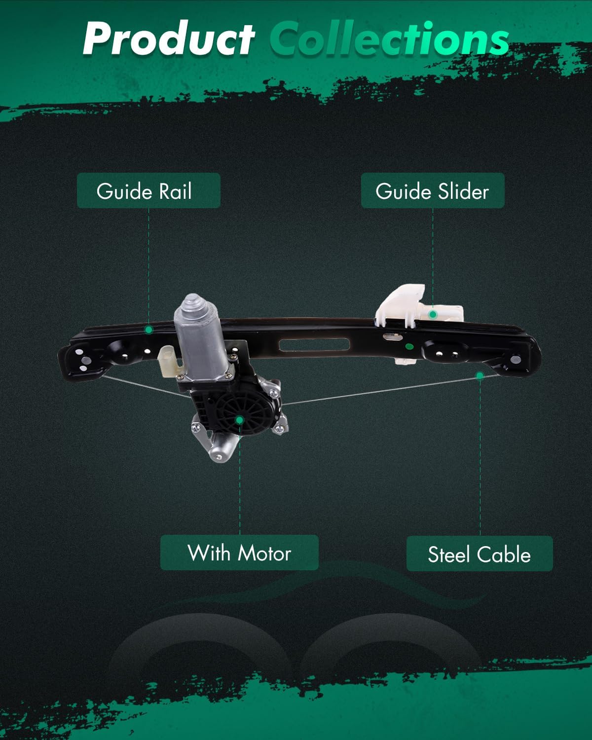 SCITOO 741-585 6S4Z5427000A Rear Passenger Side Window Regulator W/Motor Compatible for Ford Focus 2000-2007