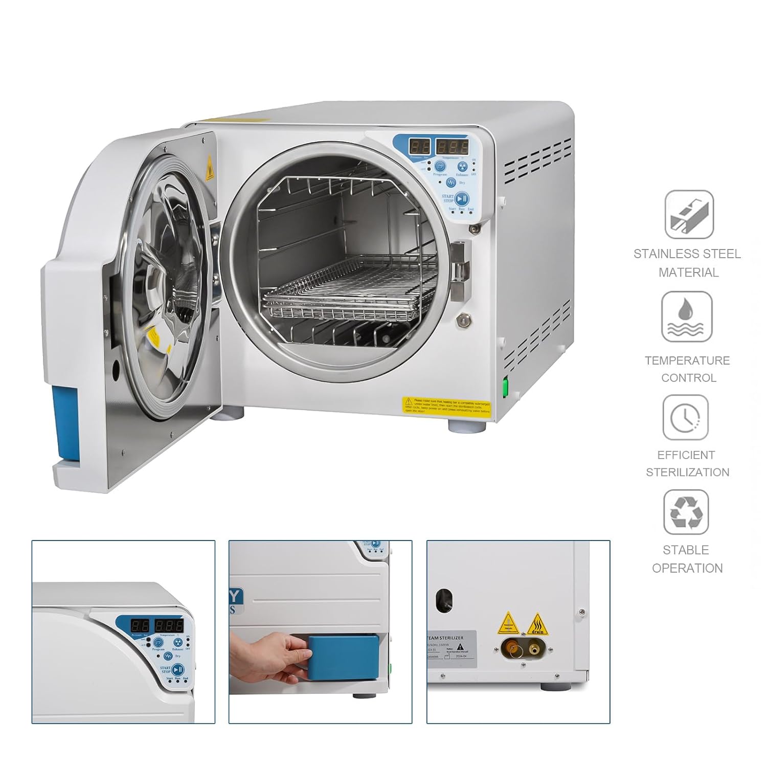 JCH Series LED Display Automatic Steam Sterilizer Autoclave HTHP Class N Sterilizatioin Equipment Thermal Vacuum and Drying Functions (JCH-18L)