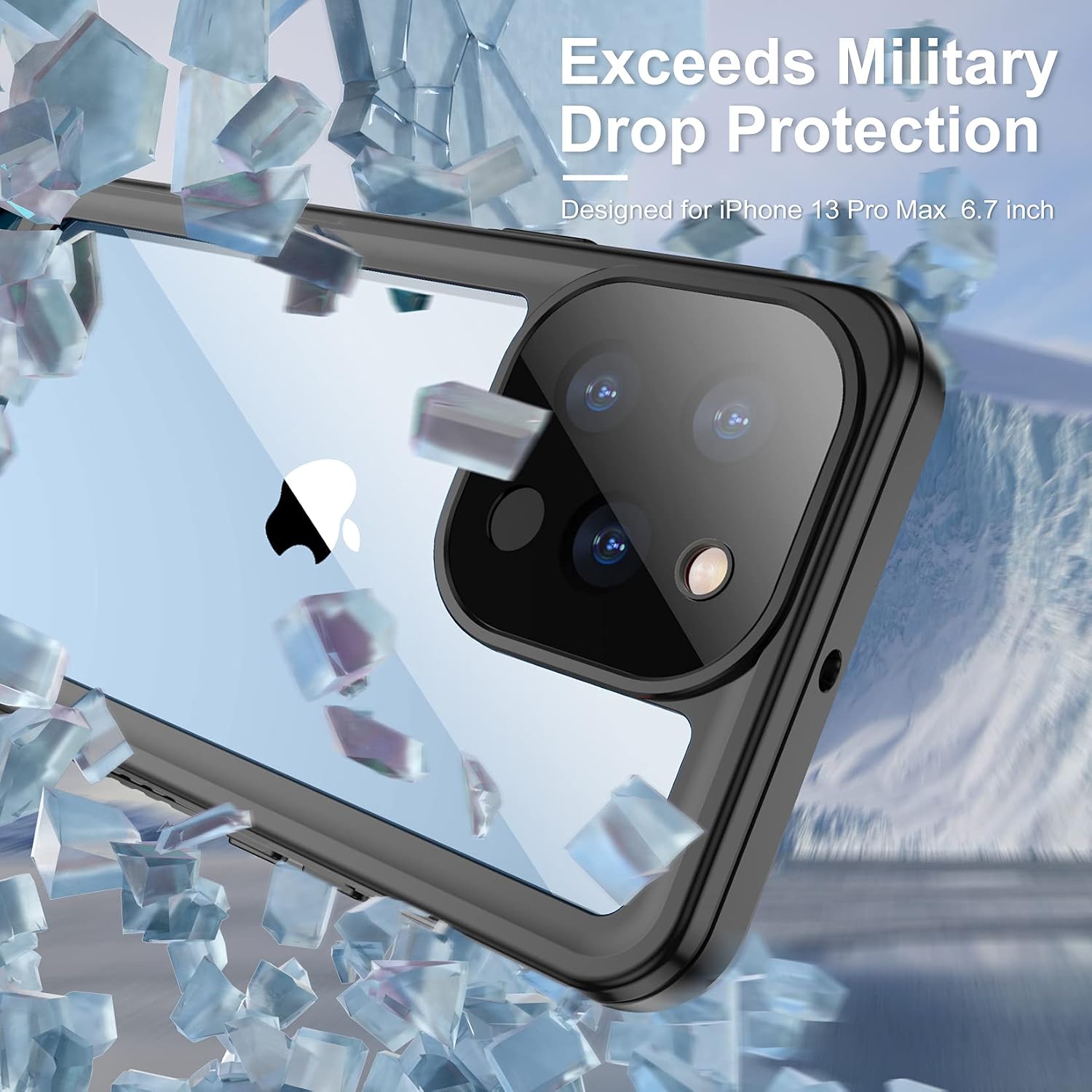 Temdan Compatible with iPhone 13 Pro Max Case Waterproof, Built in Screen Protector Full Body Rugged Heavy Duty Protection Anti-Scratch Shockproof Protective Case for iPhone 13 Pro Max 6.7 inch Black