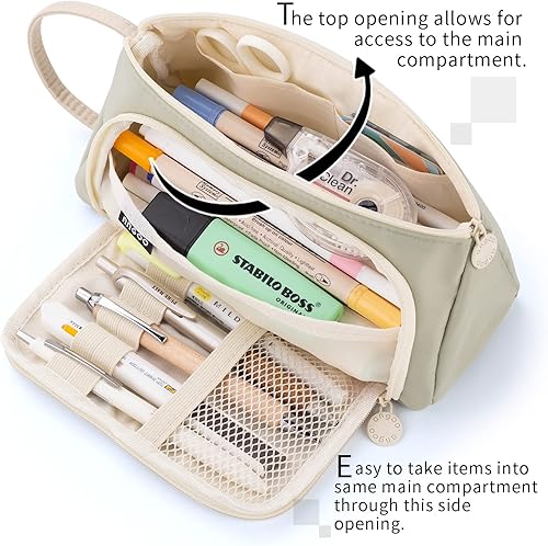 Miniatura 4 de EASTHILL - Cartuchera de gran capacidad, cartuchera simple, material de papelería para la escuela, universidad, oficina, organizador para chicas