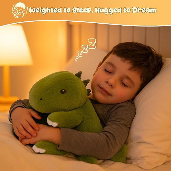 SQEQE Peluche de Dinosaurio con Peso, Peluche de Dinosaurio Suave, con Peso, Bonitos Peluches para niños y Adultos, 25 cm - 4