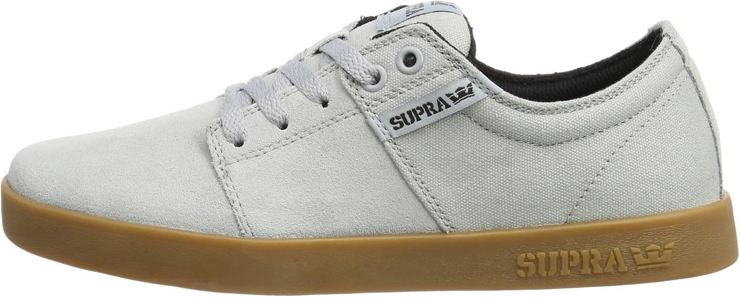 Supra TK Low Stacks Skate Shoe - Men's Grey Suede/Grey Canvas/Black Accents, 9.0