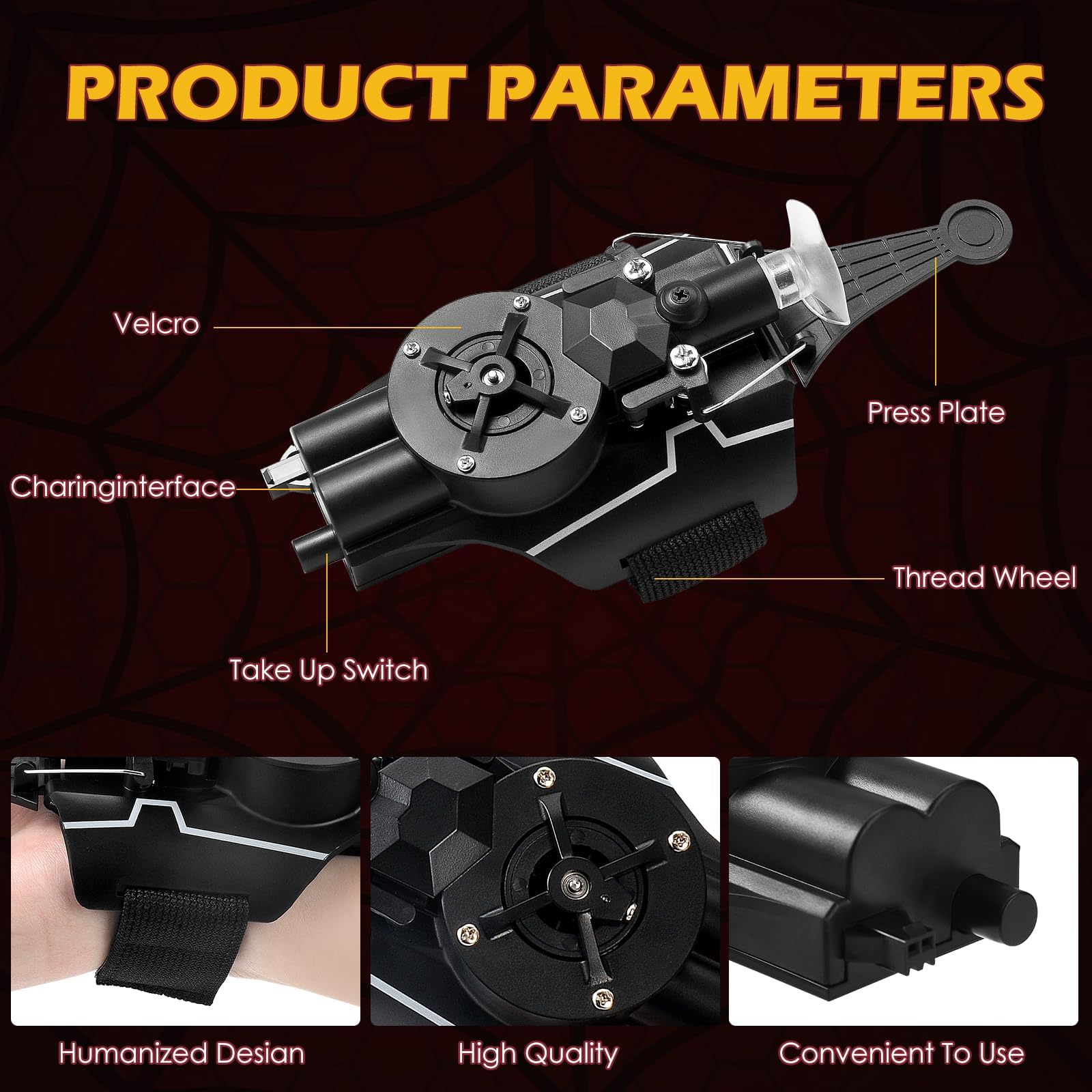 Spider Web Shooter, Launcher Handschuh Spider Cosplay Handschuh 3m Spider Launcher Spielzeug Set Elektrischer Automatische Kabelwicklung (Typ A)