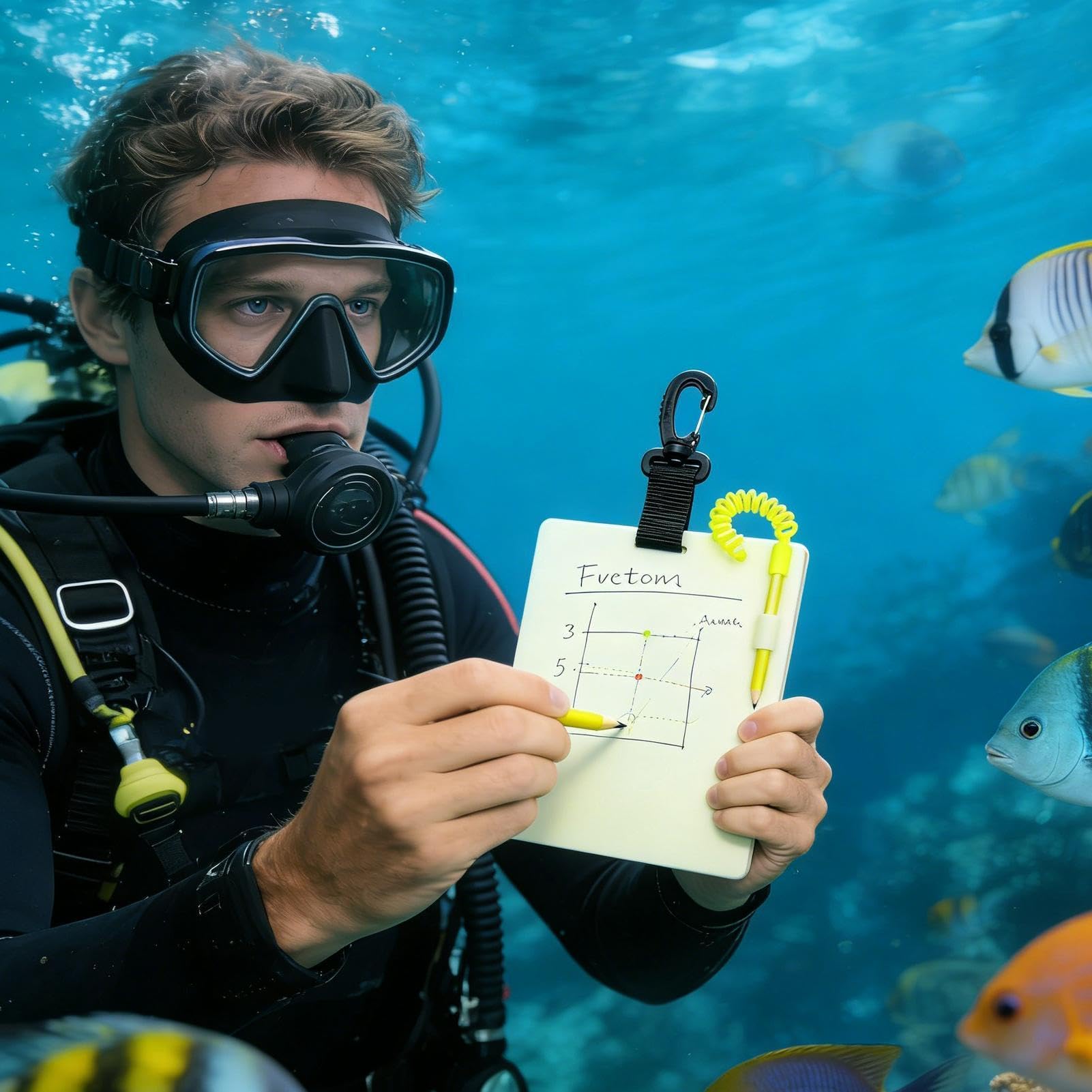 Generisch Tableau de notes de plongée | Équipement de plongée léger portable | Carnet sous-marin pour la plongée avec tuba et la plongée sous-marine, pour débutants, plongée sous-marine et grotte
