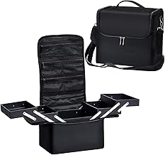 Cosmetic Storage Box, Large Capacity, Cosmetic Box, Portable, Cosmetic Box, Makeup Storage, Nail Case, Cosmetic Box, With Shoulder Strap, For Travel, Black