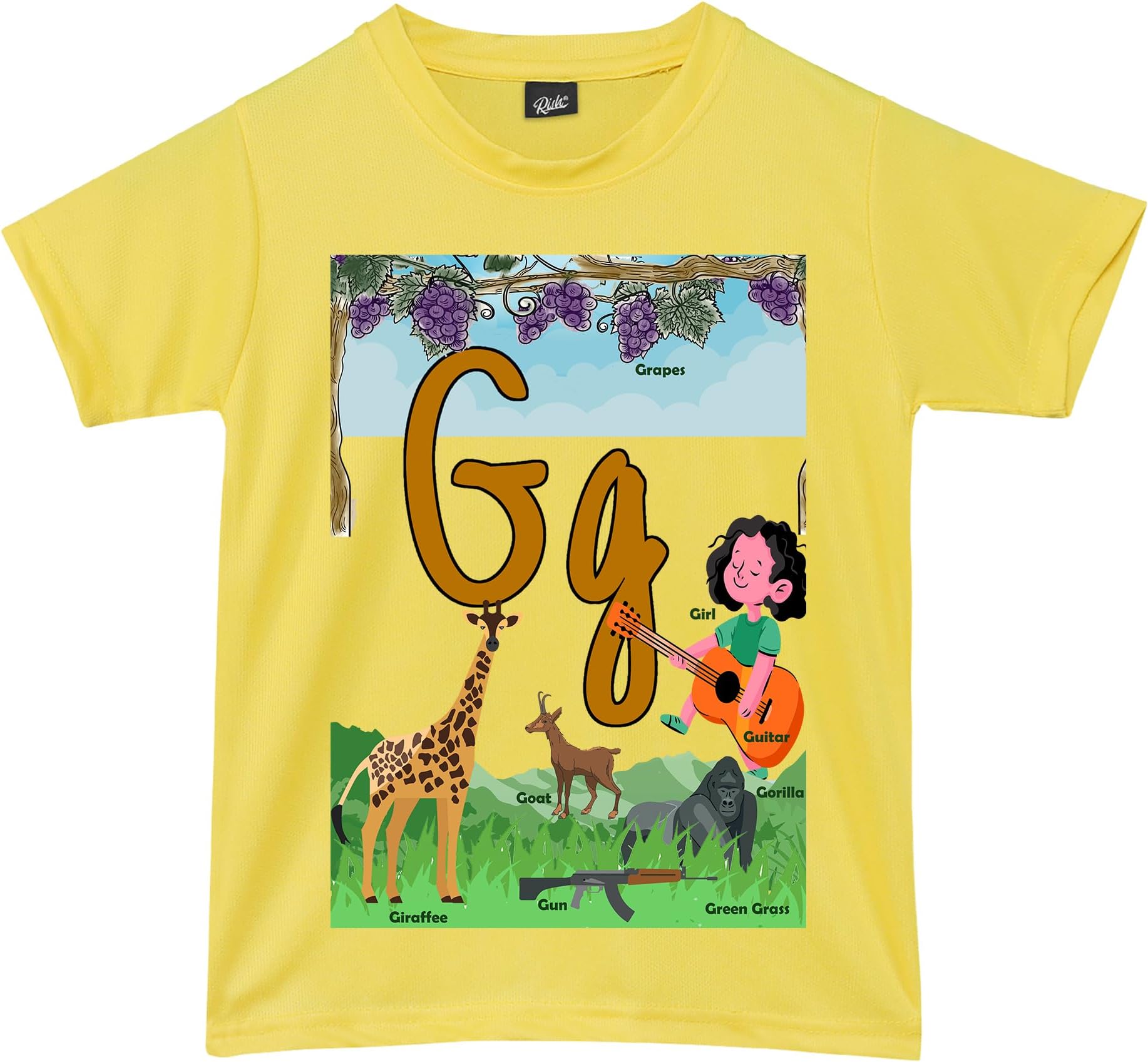 RISHAlphabet - G - T Shirt for Boys and Girls | Birthday Educational Phonic Tees for Toddler Kids Outfit