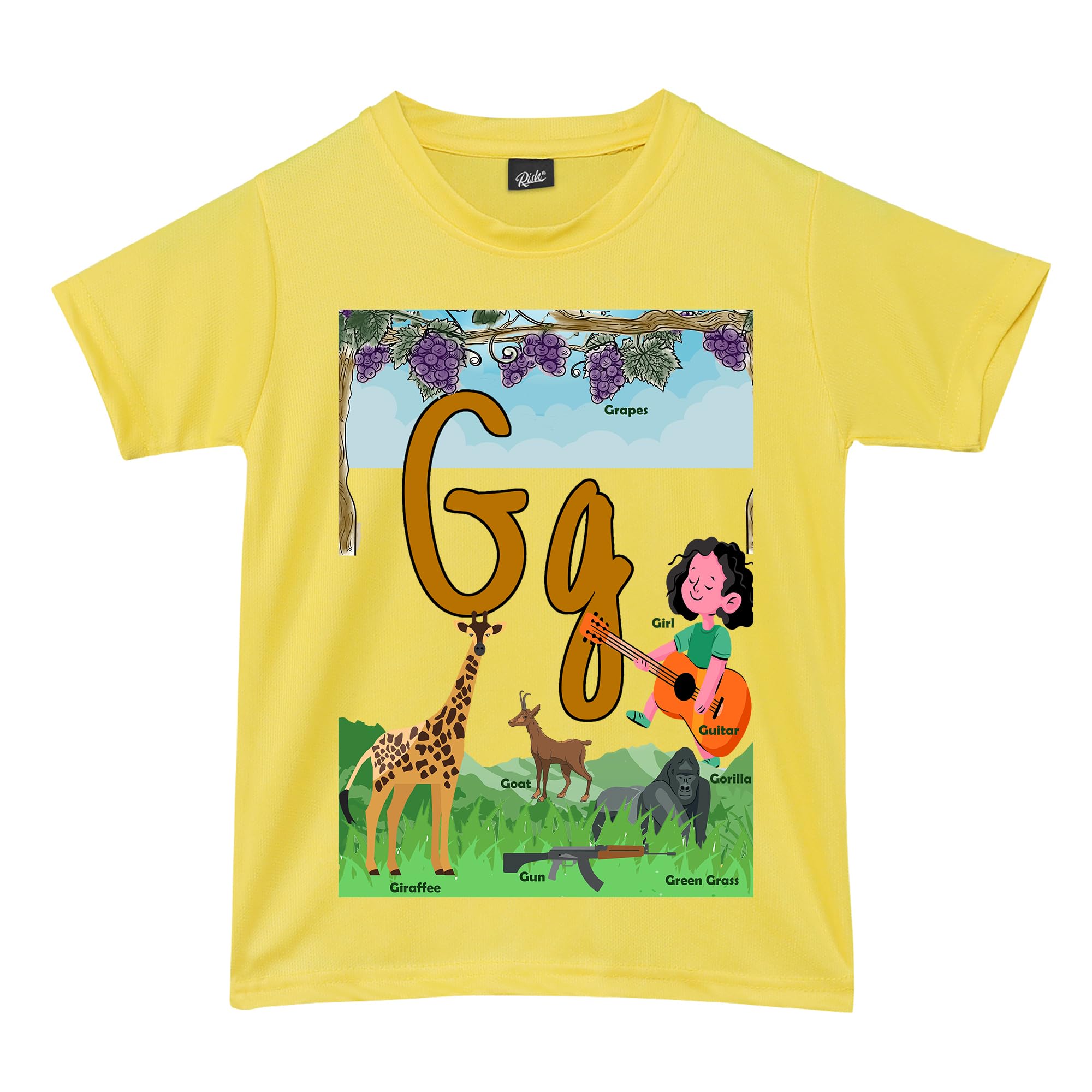 RISHAlphabet - G - T Shirt for Boys and Girls | Birthday Educational Phonic Tees for Toddler Kids Outfit