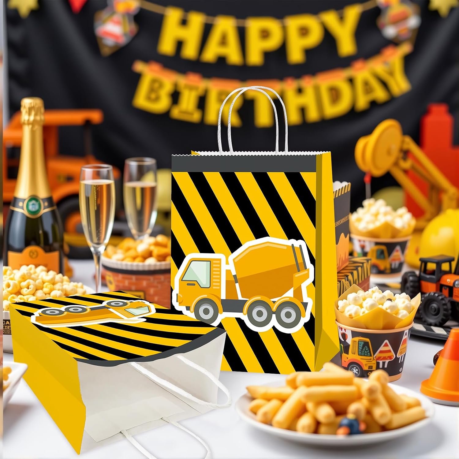 BQK 16 Pcs Construction Party Bags with Handles Construction Party Decorations image 4