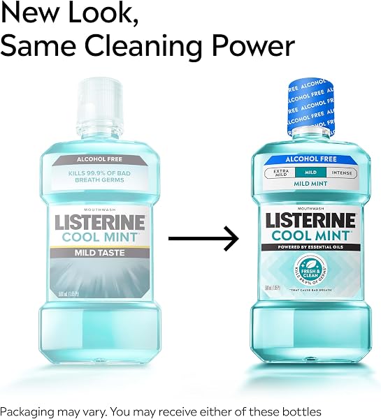 Listerine Cool Mint Alcohol-Free Mild Mouthwash, Oral Rinse Kills 99.9% of Germs That Cause Bad Breath, Less Intense Taste, Mild Mint Flavor, 1 L - 2