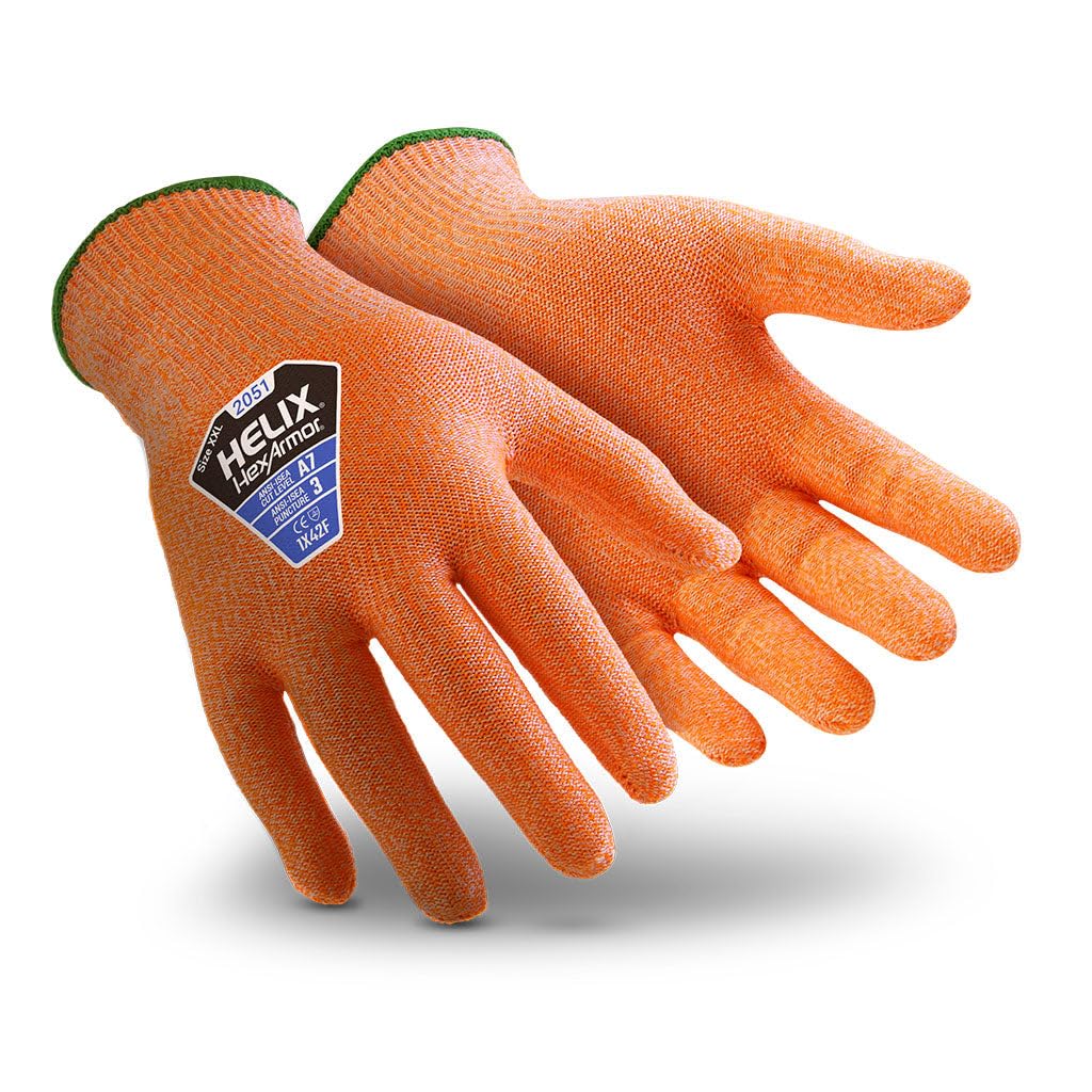 HexArmor Helix 3033 High-Cut Food Safe Gloves – ANSI A5 Cut Protection, 18-Gauge Precision Fit, Blue Nitrile Foam Palm Grip, Fluid-Resistant Coating, Reinforced Thumb Crotch | Small