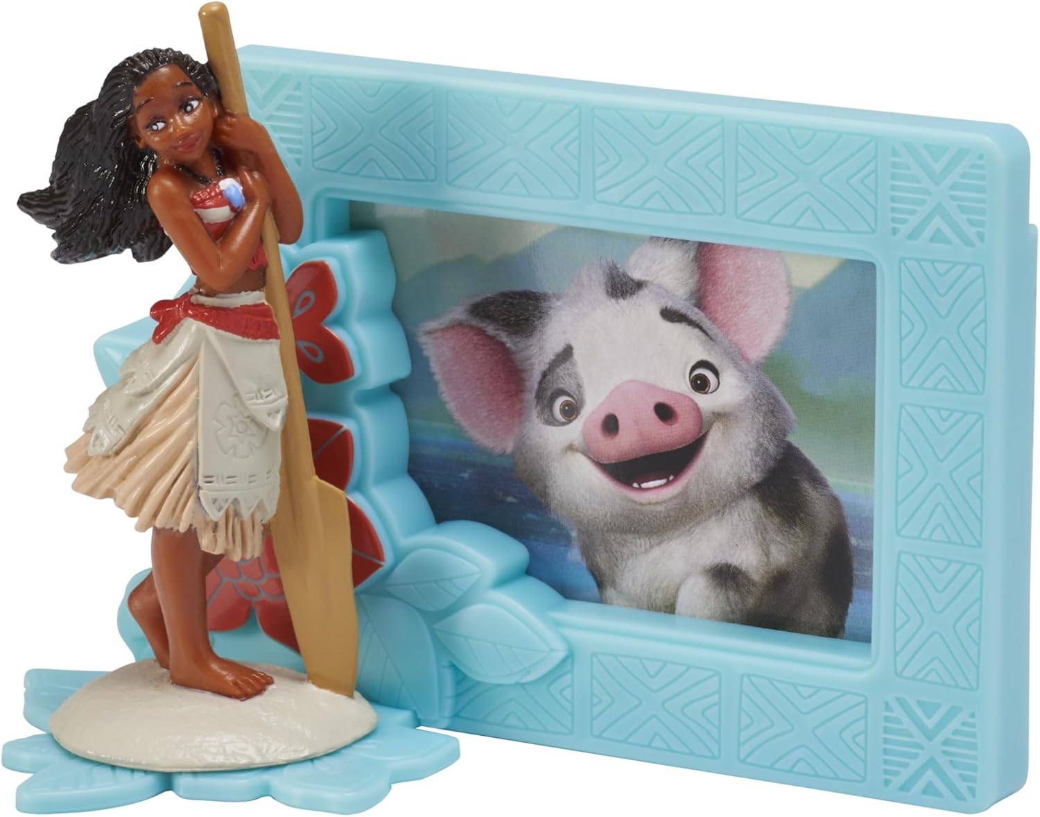 DecoSet® Disney Moana Adventures in Oceania Cake Topper, 2-Piece Cake Decorations with Figurine and Photo Frame Featuring Moana and Pua