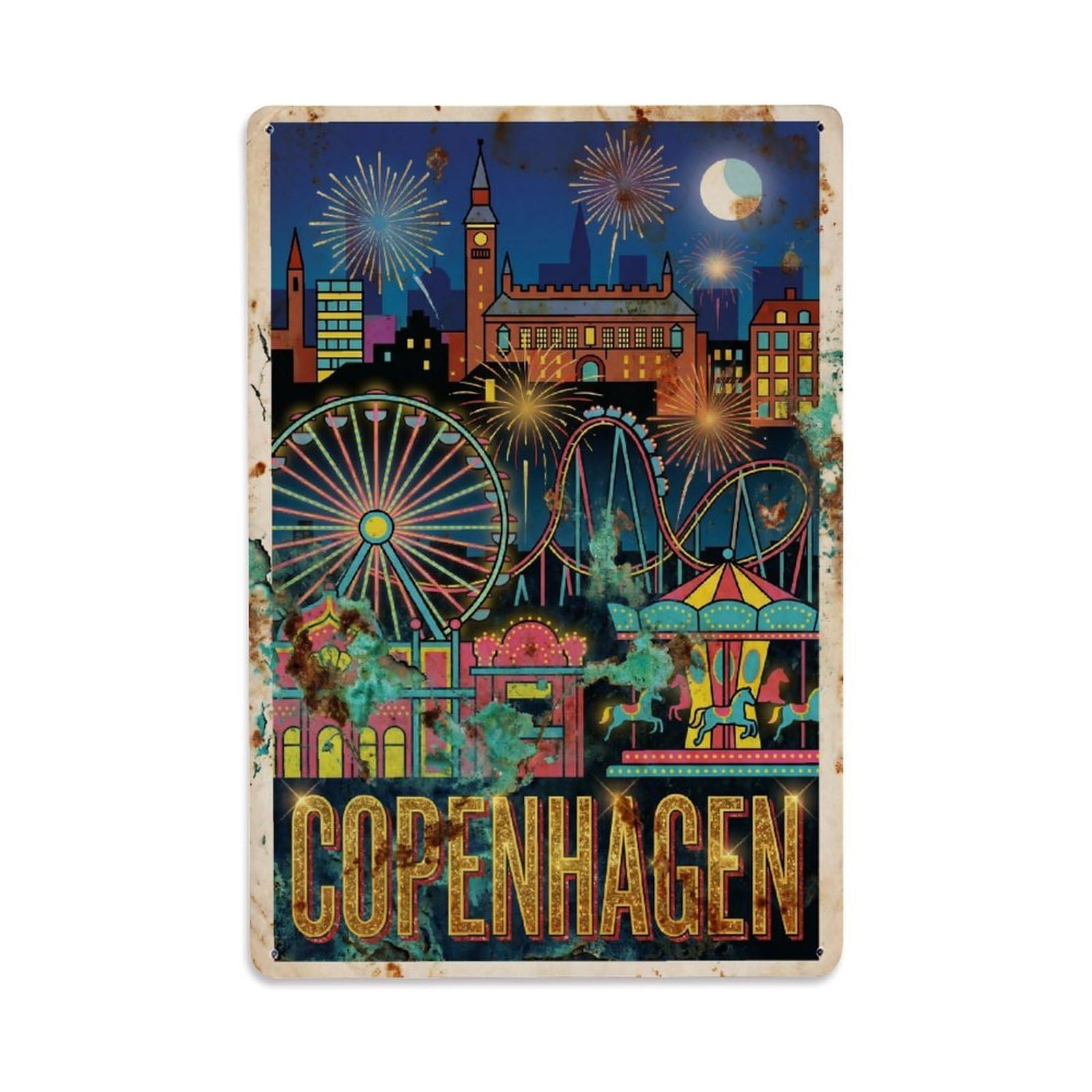 Este 8X12inch Style Vintage Travel Copenhagen Denmark Imaginative Metal Tin Sign