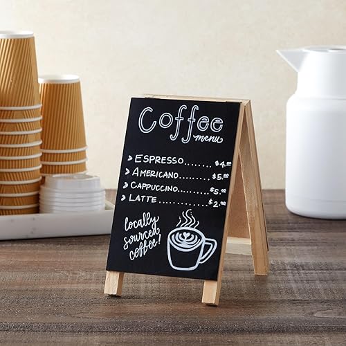 Miniatura 3 de Juvale Mini letreros de caballete de pizarra  Paquete de 2, negro, 4.5 x 7.5 pulgadas, soporte de pizarra de mesa, pantalla de doble cara para boda,